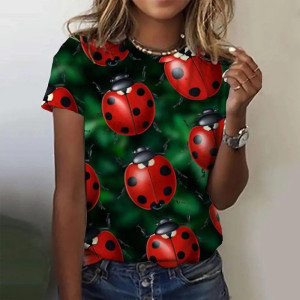 Camiseta Mariquitas Mujer 'Frescura Matinal' 100% Algodón