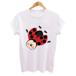 Camiseta Mujer 'Pequeña Felicidad Alada' - Mariquita Kawaii