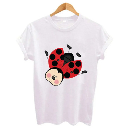 Camiseta Mujer 'Pequeña Felicidad Alada' - Mariquita Kawaii
