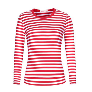 Camiseta Mujer Rayas Rojas y Blancas | 100% Algodón Marinero