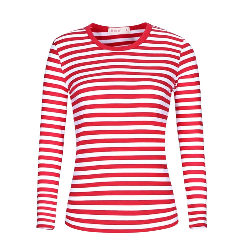 Camiseta Mujer Rayas Rojas y Blancas | 100% Algodón Marinero