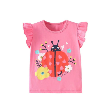 Camiseta "Jardín Encantado" Mariquita & Flores - 100% Algodón
