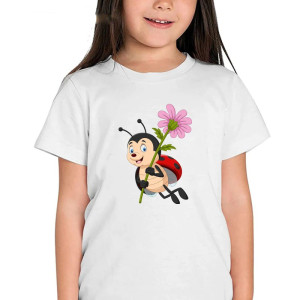 Camiseta Niña Mariquita "Jardín Florido Alegre" Algodón Suave