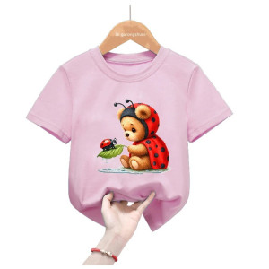 Camiseta Infantil 'Mariquita Curiosa' - Algodón - Blanco o Rosa