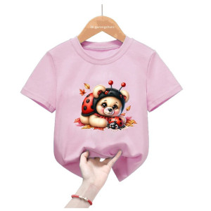 Camiseta Infantil Mariquita Encantada - 100% Algodón, 2 Colores