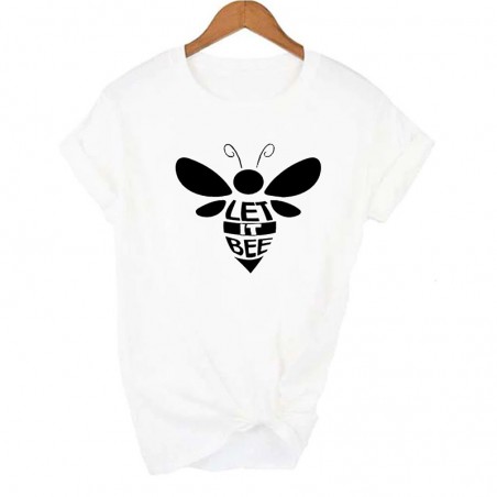 T-shirt Abeille Let it BEE à manches courtes pour femme modele 1 blanc