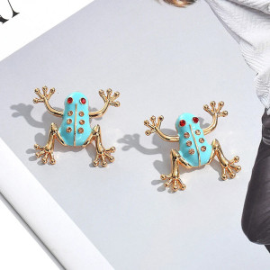 Pendientes Rana Corona Turquesa - Joya Chic y Original