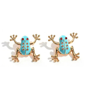 Pendientes Rana Corona Turquesa - Joya Chic y Original