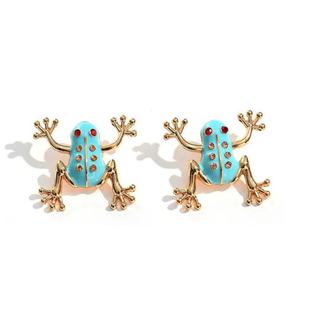 Pendientes Rana Corona Turquesa - Joya Chic y Original