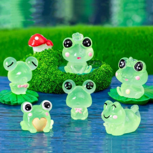 Mini Figuras de Ranas - Set de 6 en Resina Luminosa
