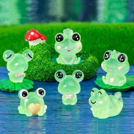 Mini Figuras de Ranas - Set de 6 en Resina Luminosa