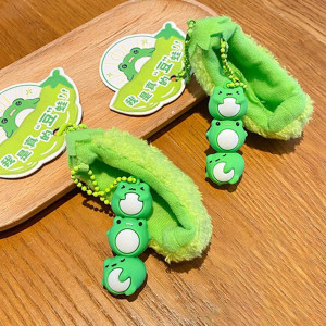 Llavero Rana Vaina Verde – Trío Kawaii en su Vaina Divertida