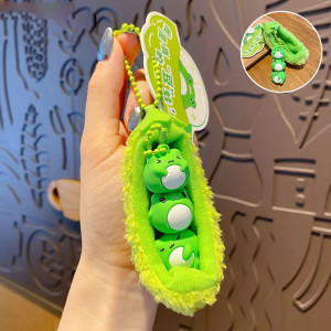 Llavero Rana Vaina Verde – Trío Kawaii en su Vaina Divertida