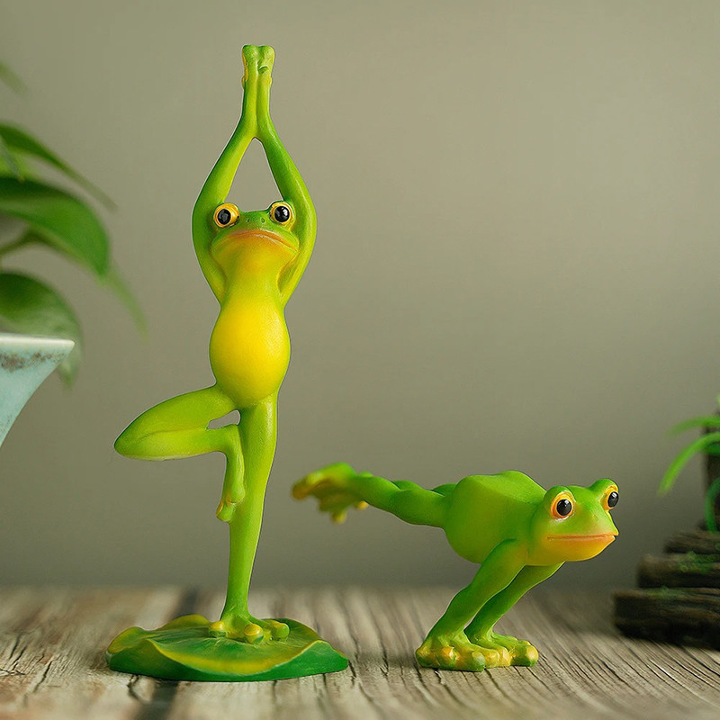 Figuras de Rana Yoga | 4 Poses Zen | Decoración Original Resina