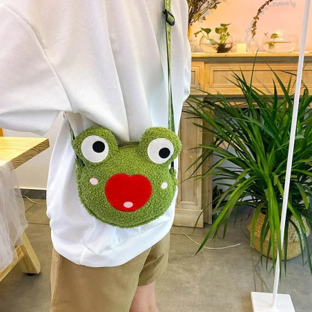 Bolso Rana de Peluche "Sonrisa Corazón" | Accesorio Divertido