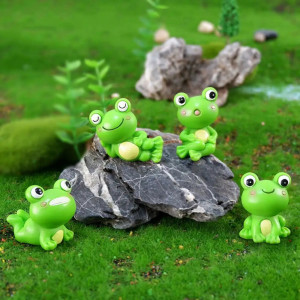 Mini Ranas Kawaii de Resina – Set de 4 Figuras Decorativas