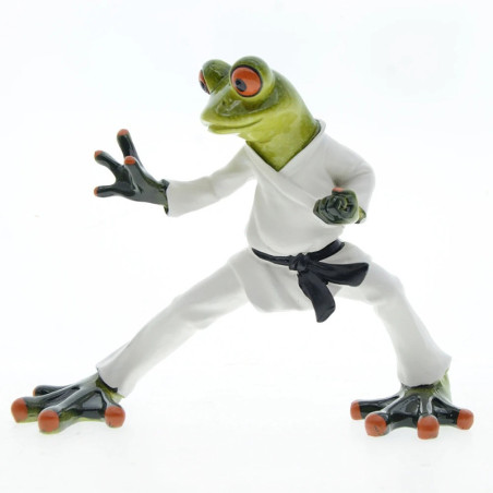 Estatuilla Rana Karateka - Figura de Resina Cinturón Negro