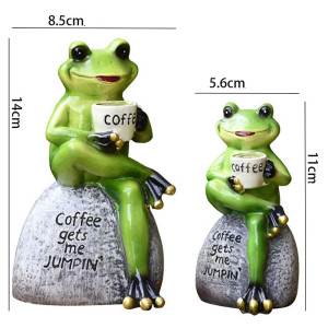 Estatua Rana Divertida con Café | Figura de Resina Original