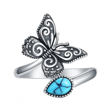 Anillo Mariposa Turquesa – Joya Mística y Elegante | Tienda Abeja