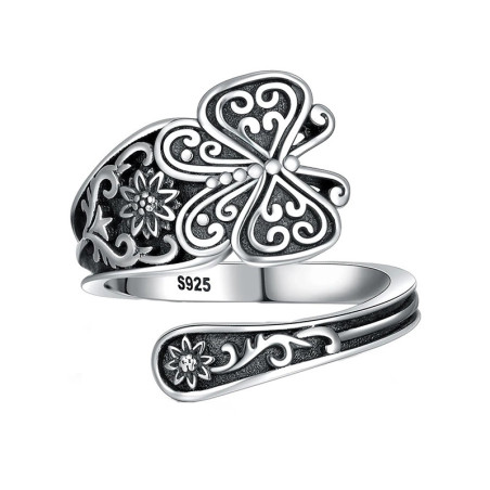 Anillo Mariposa Corazón de Plata 925 | Joyería 1001ABEILLES