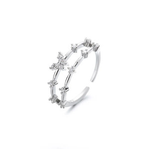 Anillo Mariposa Brillante Ajustable | Plata y Oro | 1001ABEILLES
