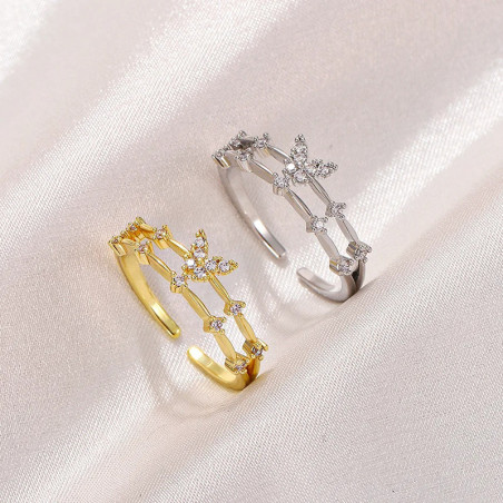 Anillo Mariposa Brillante Ajustable | Plata y Oro | 1001ABEILLES