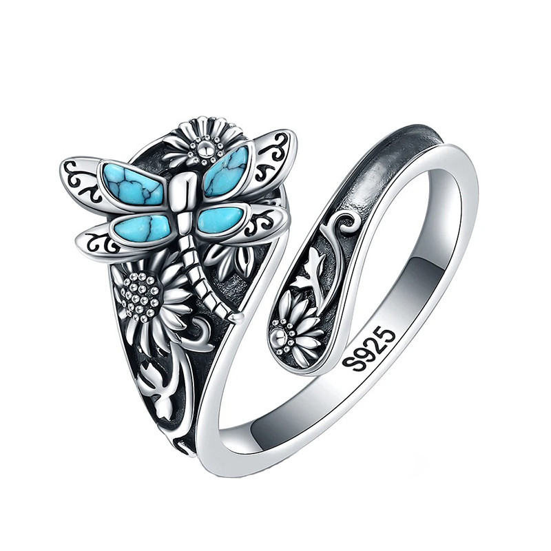 Anillo Libélula Laguna Encantada – Plata 925 & Turquesa