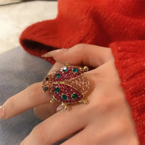 Anillo Mariquita Fantasía Rosa y Turquesa – Destellos Alegres