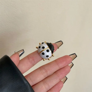 Anillo Mariquita Original Blanco y Negro | Joyería Mujer