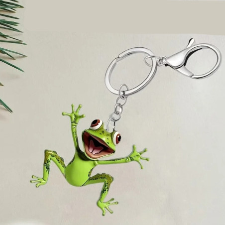 Llavero de Rana Divertida – Acrílico Plano & Diseño Alegre