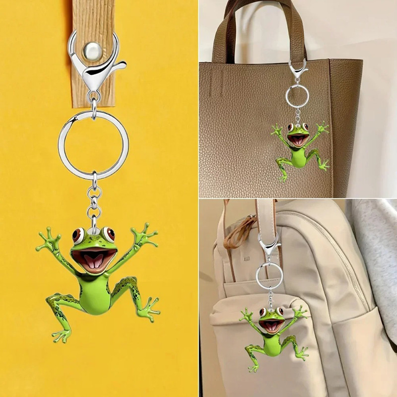 Llavero de Rana Divertida – Acrílico Plano & Diseño Alegre