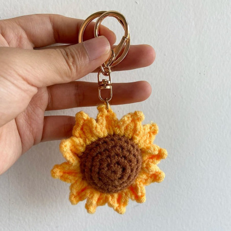 Llavero Girasol de Crochet Hecho a Mano | Regalo Original