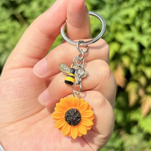 Llavero Original de Abeja y Girasol | Regalo Bonito y Único