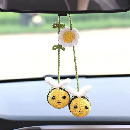 Colgante Abejas para Coche | Dúo a Crochet Hecho a Mano
