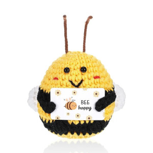 Abeja Portamensajes "Bee Happy" – Peluche Ganchillo Hecho a Mano