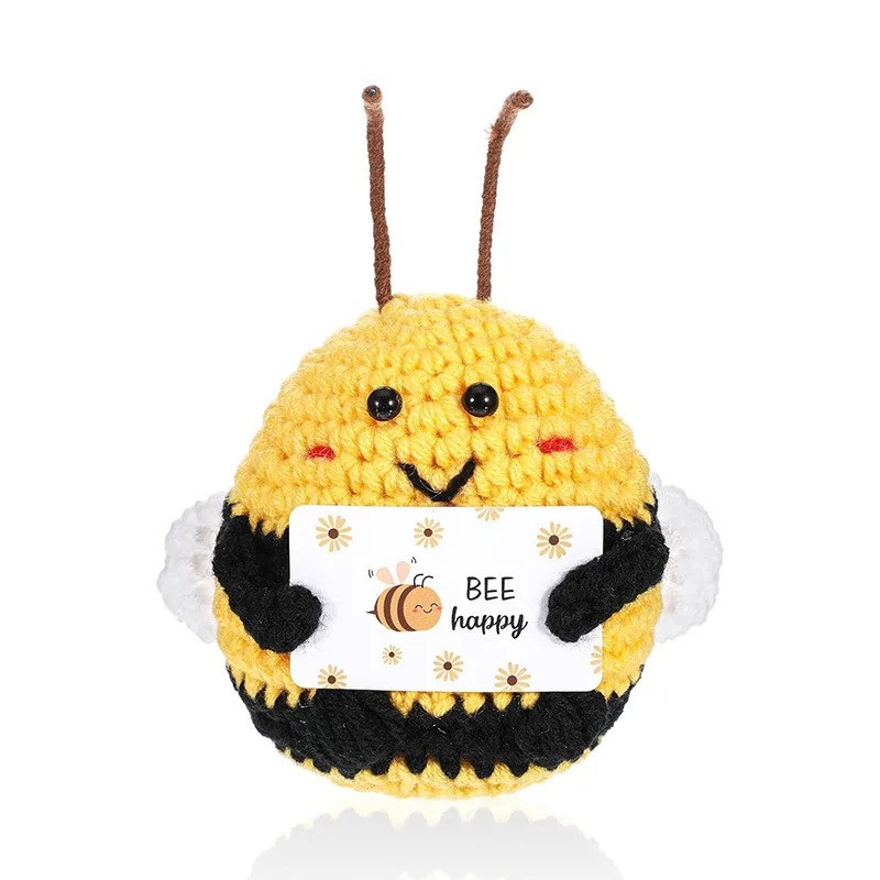 Abeja Portamensajes "Bee Happy" – Peluche Ganchillo Hecho a Mano