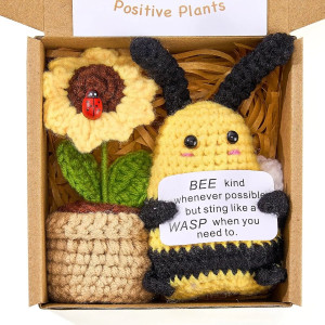 Set Abeja Positiva Hecho a Mano – Abeja & Flor de Ganchillo