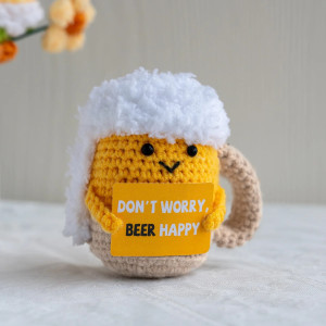 Peluche Ganchillo "Beer Happy" – Decoración Espumosa Hecha a Mano