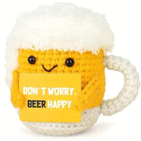 Peluche Ganchillo "Beer Happy" – Decoración Espumosa Hecha a Mano