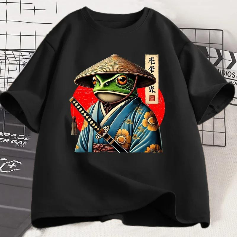 Camiseta Rana Samurái – Guerrera Florida & Estilo Katana