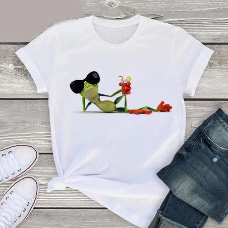 Camiseta Divertida Rana Chill – Relax, Cóctel & Estilo