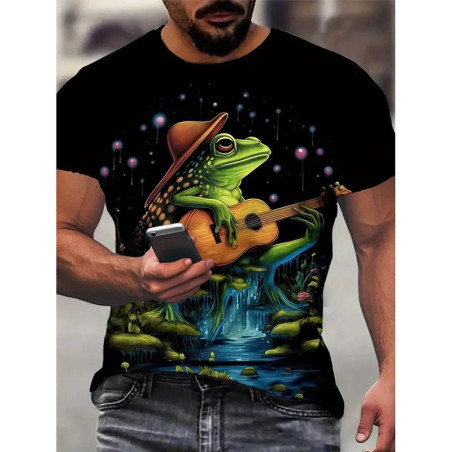 Camiseta Rana Bohemia con Guitarra | Diseño Original y Mágico