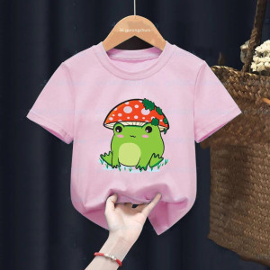 Camiseta Niña Rana Kawaii – Sombrero Seta | Algodón Suave
