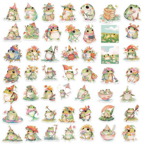 Pegatinas de Rana Pastel | Lote de 50 Stickers Acuarela Kawaii