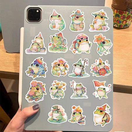 Pegatinas de Rana Pastel | Lote de 50 Stickers Acuarela Kawaii