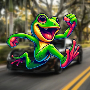 Sticker Rana Flash | Pegatina Divertida para Coche y Portátil