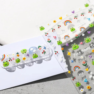 Stickers 3D de Rana Happy Time | Lámina de Pegatinas Kawaii