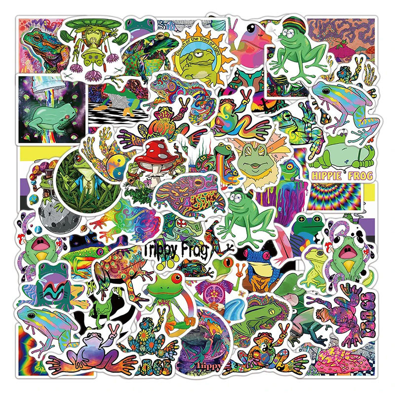 Pegatinas Rana Psicodélica | Stickers Trippy y Neón – Pack 50