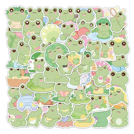 Pegatinas de Rana Kawaii | Pack de 50 Stickers Zen y Bonitos