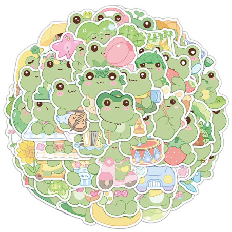 Pegatinas de Rana Kawaii | Pack de 50 Stickers Zen y Bonitos